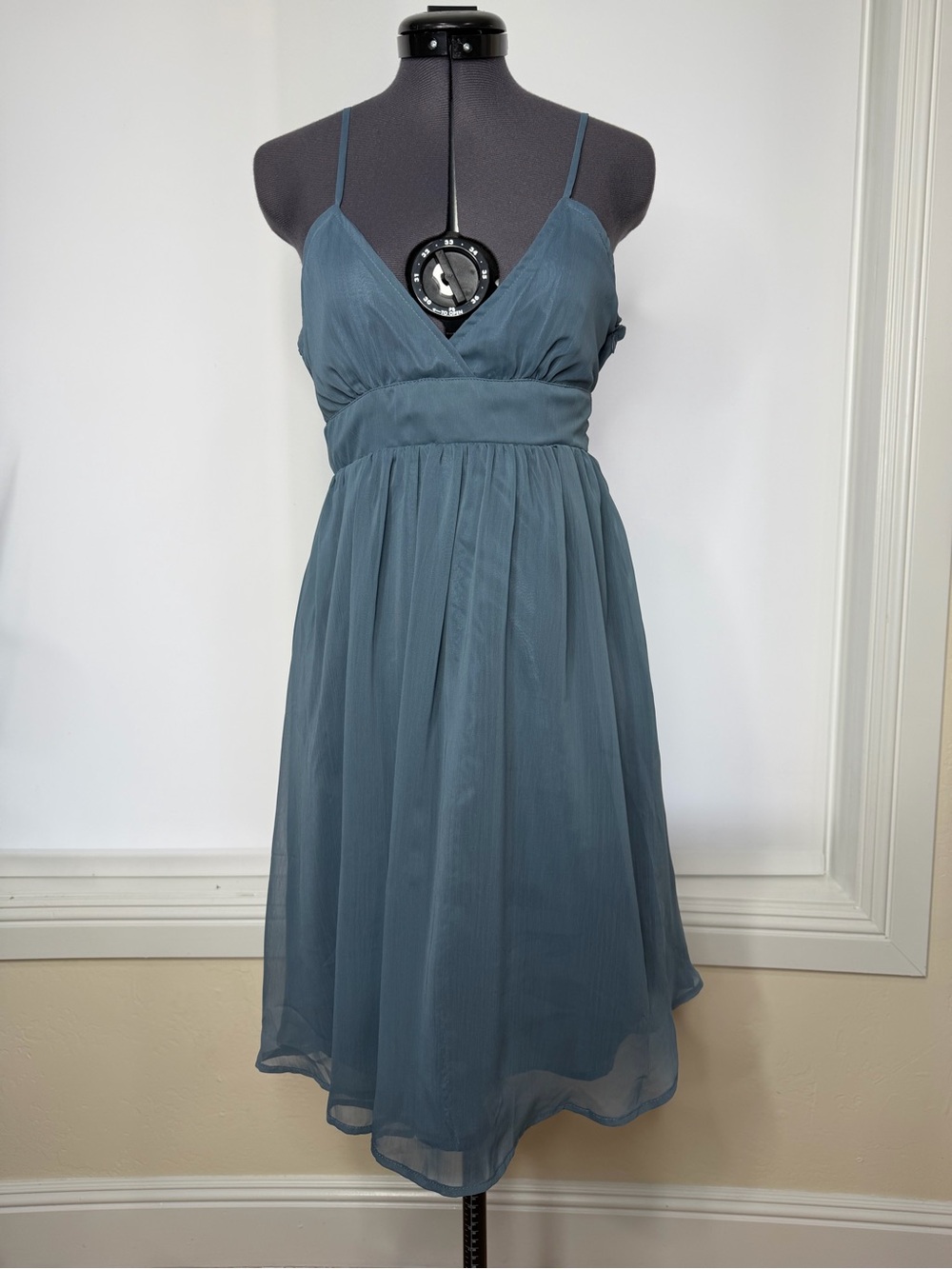 Forever 21 Slate Blue Spaghetti Strap V-Neck Midi Dress
